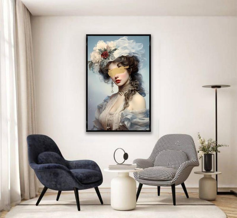 Marktna Girl Design Canvas Painting with Hollow Frame (120x80) 1 Piece - Image 3