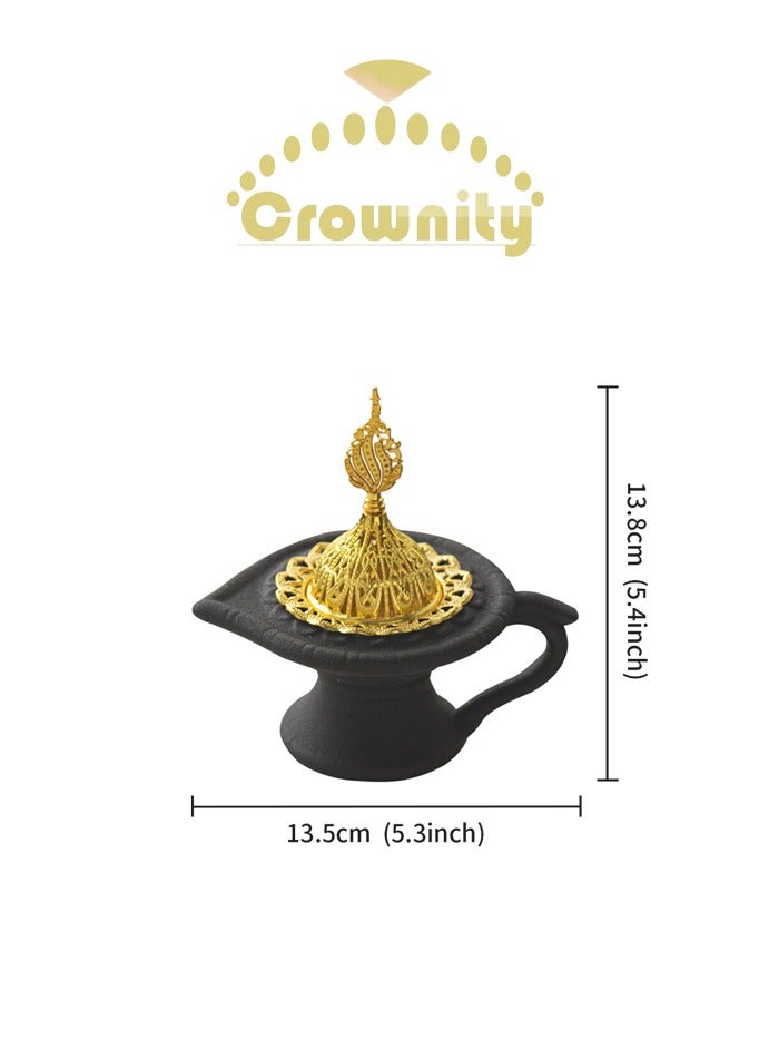 كرونايتي مبخره فخمه من السيراميك لحرق العود والبخور بتصميم عربي تقليدي أنيق - مبخر صغير للاستخدام المنزلي والضيافه والمناسبات - Image 5