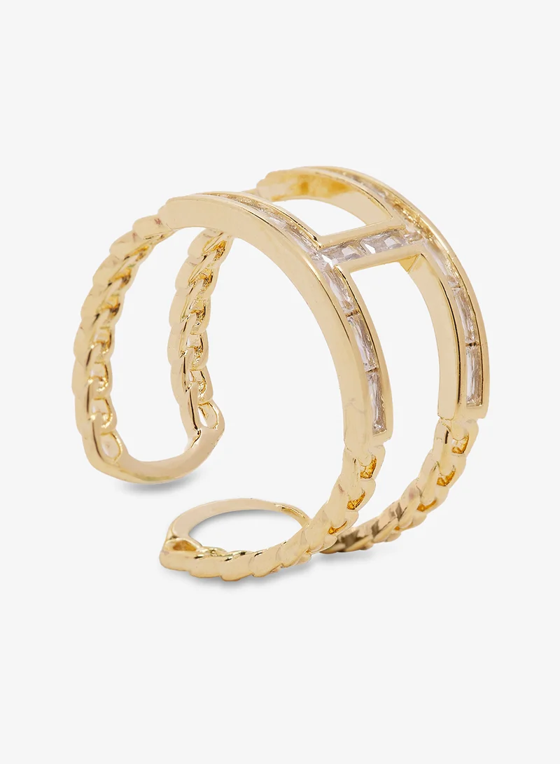 Ella Gold Rhinestone Diamonte Embellished Ring for Women | Best Price UAE
