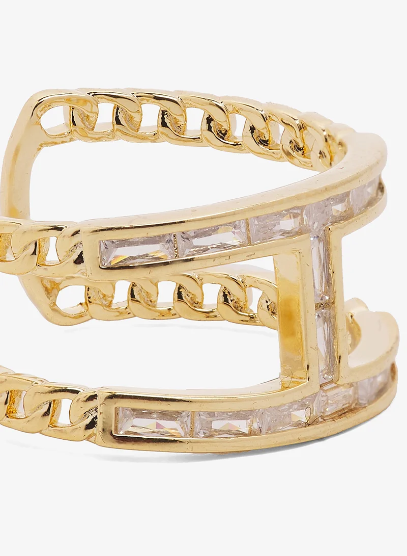 Ella Gold Rhinestone Diamonte Embellished Ring for Women | Best Price UAE