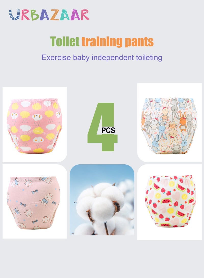URbazaar Baby Potty Training Underwear for Boys and Girls, 4 Pack Absorbent Training Pants for Toddlers with Printed Reusable Cotton Toilet Training Pants for 8-13kg Kids (2-4 Years) - Image 2