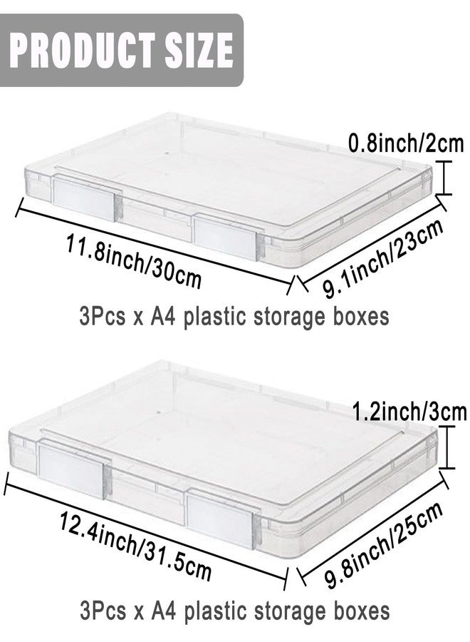LonlyEagle 6 Pcs Clear A4 File Portable Project Case, Plastic Storage Box for 8.5" x 11" Letter Paper, Scrapbook Paper Storage Boxes Documents Magazines Holder - Image 2