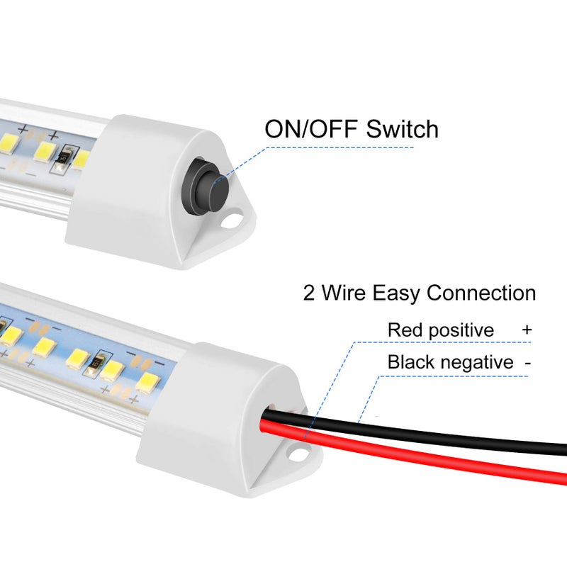 Rifachua 12v LED Interior Light Bar, DC 12 Volt led Strip Lights with Switch and Magnets, 6500K White Light for Enclosed Cargo Trailer Car RV Van Truck Lorry Cabinet Camper Boat Caravan Motorhome 8P - Image 4