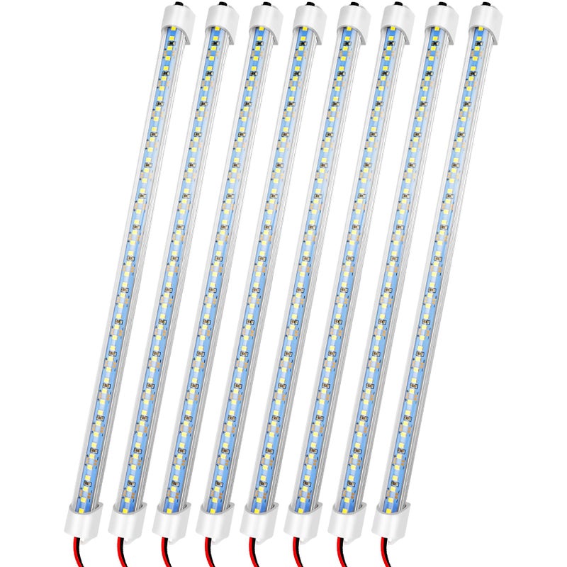Rifachua 12v LED Interior Light Bar, DC 12 Volt led Strip Lights with Switch and Magnets, 6500K White Light for Enclosed Cargo Trailer Car RV Van Truck Lorry Cabinet Camper Boat Caravan Motorhome 8P - Image 1