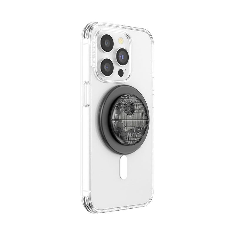 PopSockets Phone Grip for MagSafe with Kickstand, Magnetic Stand, Swappable Top, Secure Hold for iPhone MagSafe Cases, Phone & Tablet Grip, Starwars - Enamel Death Star Dimensional - Image 2