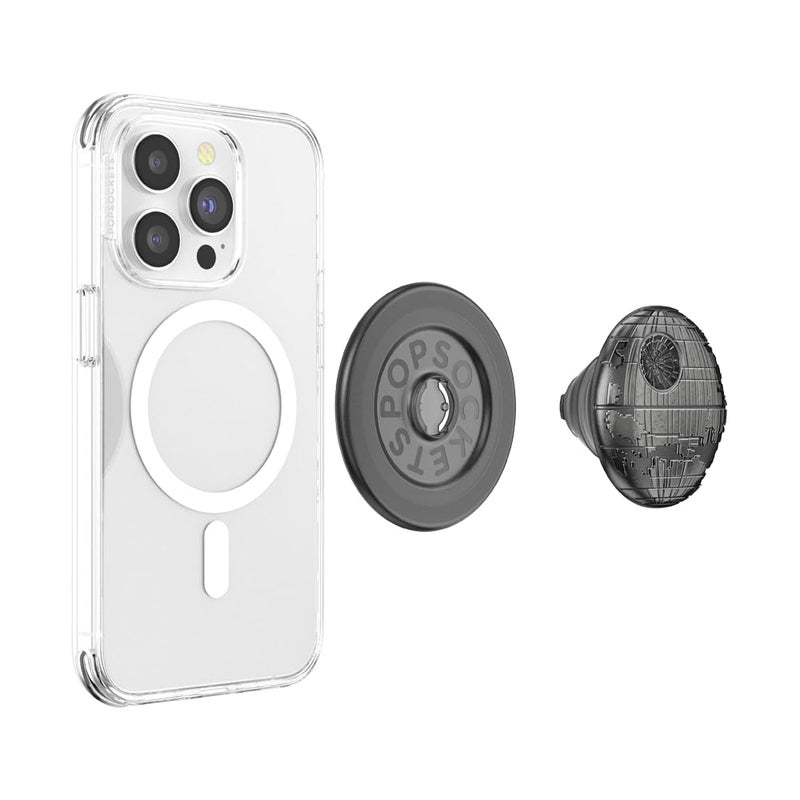 PopSockets Phone Grip for MagSafe with Kickstand, Magnetic Stand, Swappable Top, Secure Hold for iPhone MagSafe Cases, Phone & Tablet Grip, Starwars - Enamel Death Star Dimensional - Image 4