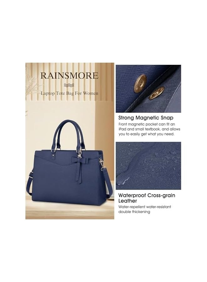 PROMASS Laptop Bag for Women, 15.6 Inch Leather Tote Bag Business Office Work Bag Waterproof Briefcase Computer Tote Large Lightweight Handbag Shoulder  - Image 3