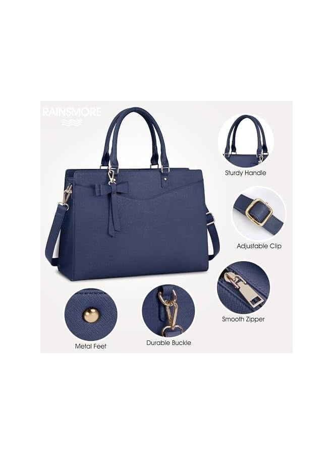 PROMASS Laptop Bag for Women, 15.6 Inch Leather Tote Bag Business Office Work Bag Waterproof Briefcase Computer Tote Large Lightweight Handbag Shoulder  - Image 4