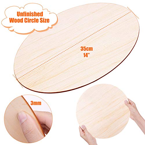 Audab 5 Pack 14 Inch Wood Circles Unfinished Rounds for Crafts, Door Hanger, Door Design, Wood Burning - Image 3