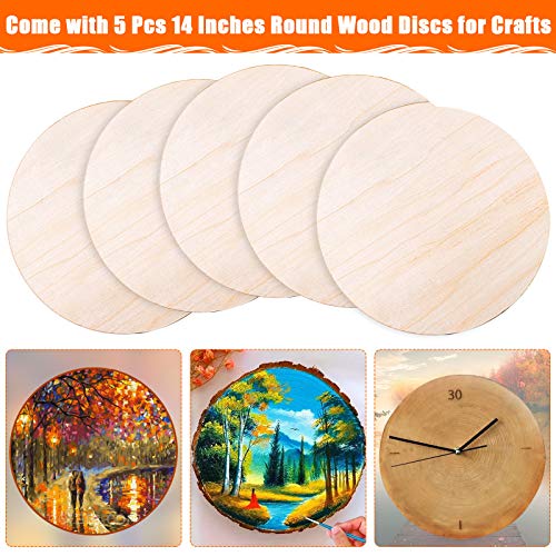 Audab 5 Pack 14 Inch Wood Circles Unfinished Rounds for Crafts, Door Hanger, Door Design, Wood Burning - Image 2