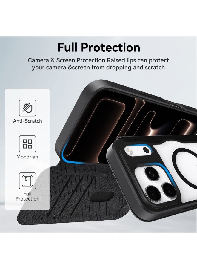 RAPTIC Air Folio for iPhone 17 PRO Case MagSafe compatible Folio Wallet [3 Card Slots] Polymeric Leather Cover Magnetic Closure Clear Back [Drop Tested 2 m] - Black - Image 2