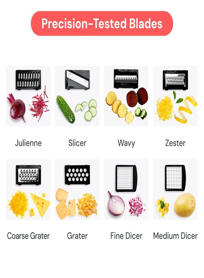 فل ستار قطاعة فولستار الأصلية الاحترافية - قطاعة خضراوات وقطاعة حلزونية، قطاعة طعام مع وعاء، قطاعة فواكه، أدوات مطبخ وهدايا، مستلزمات منزلية أساسية (14 في 1، فضي) - Image 5