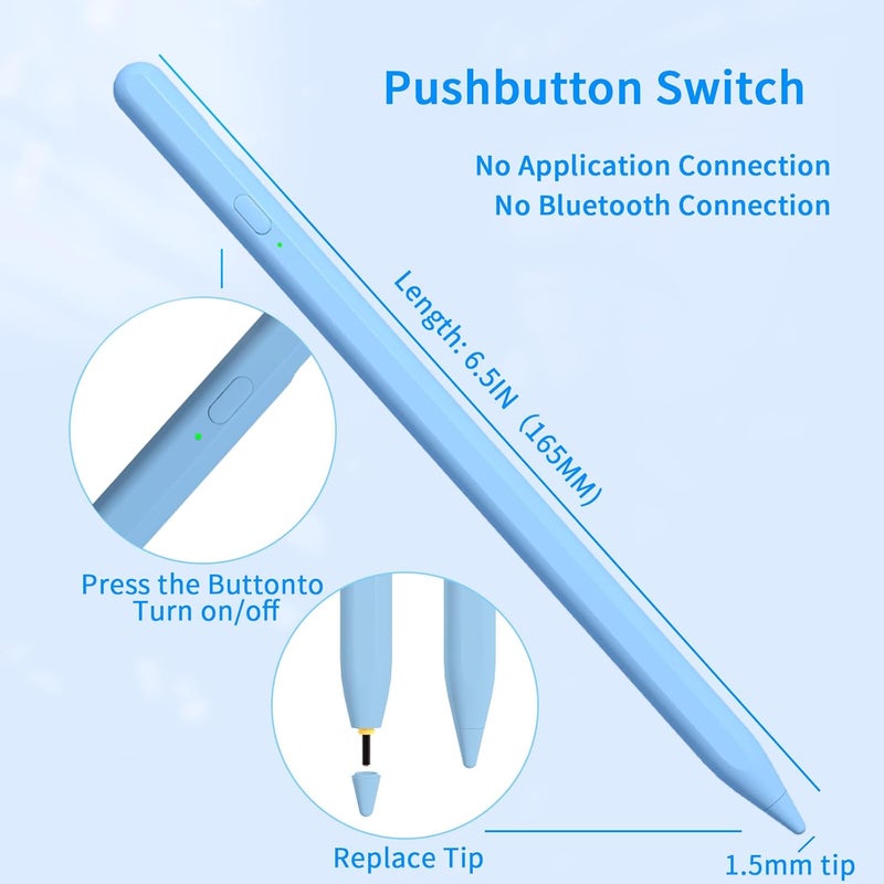 JXYHMY Stylus Pens for Touch Screens, Universal Fine Point iPad Pencil with Magnetic Adsorption Compatible with iPhone/iPad/Samsung/Android/Tablet & Other Touch Screens (Blue) - Image 3