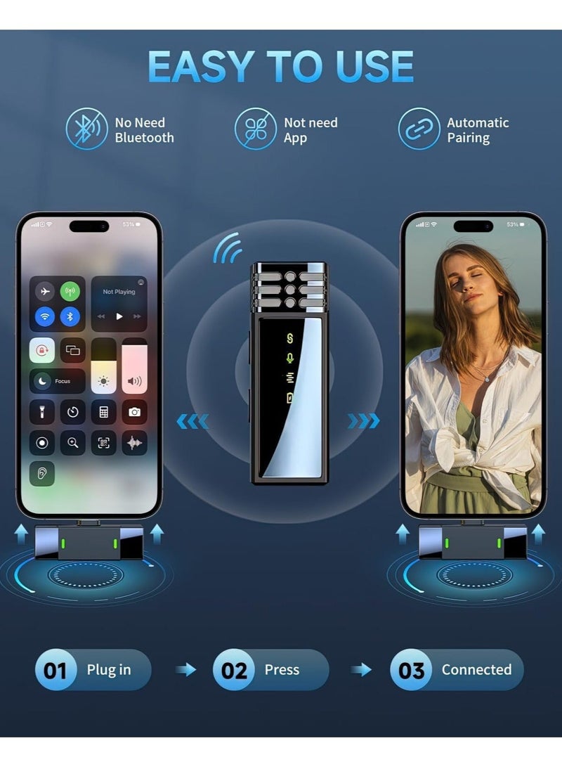 2 Pack Professional Wireless Lavalier Microphone for Android iPhone iPad, Plug-Play 2.4G Ultra-Low Delay Built-in Noise Reduction Chip Clip-on Lapel Mic for Video Recording Interview Vlog - Image 2