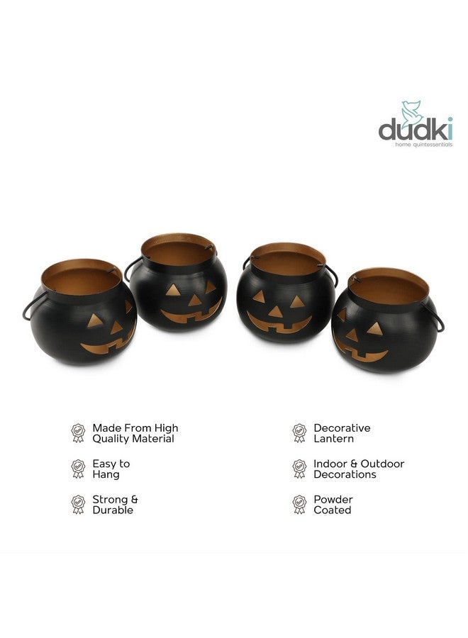 Dudki Halloween Face Votive Candle Holder Stand Antique Hanging Tealight Lantern for Home Decorations, Birthday Parties, Christmas Indoor, Outdoor Décor, Black (Black 1) - Image 3