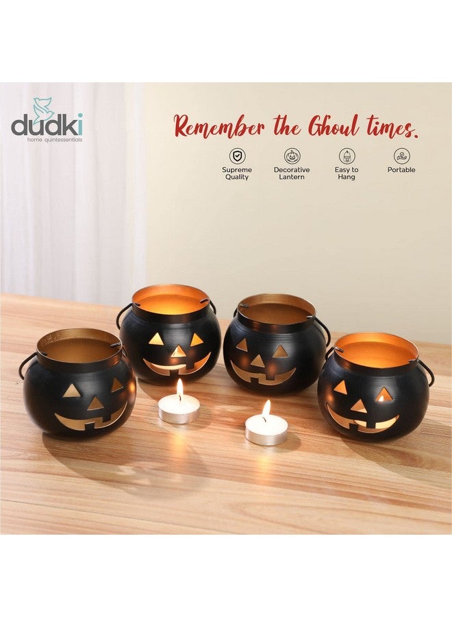 Dudki Halloween Face Votive Candle Holder Stand Antique Hanging Tealight Lantern for Home Decorations, Birthday Parties, Christmas Indoor, Outdoor Décor, Black (Black 1) - Image 4