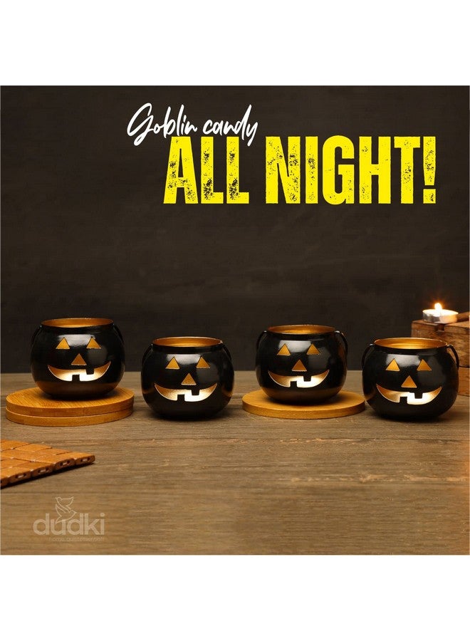 Dudki Halloween Face Votive Candle Holder Stand Antique Hanging Tealight Lantern for Home Decorations, Birthday Parties, Christmas Indoor, Outdoor Décor, Black (Black 1) - Image 2
