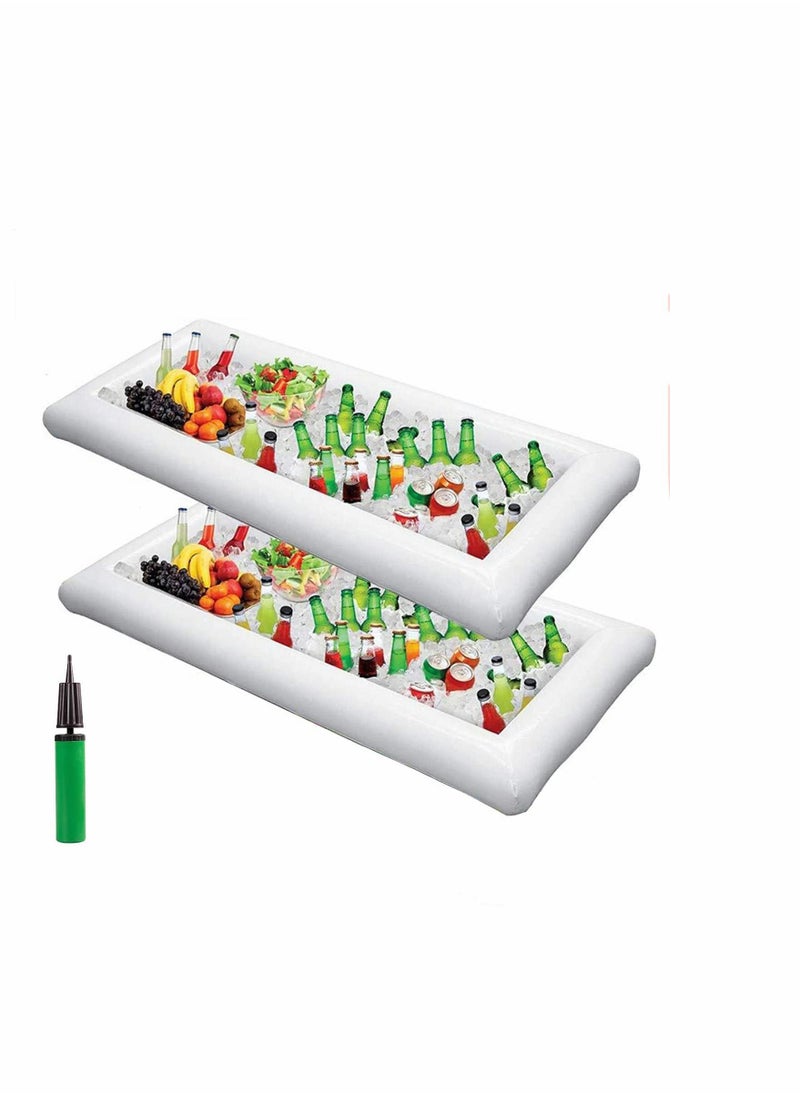 KASTWAVE Inflatable Serving Bar 3 Pack Ice Buffet Salad Cooler Food Drink Containers with Drain Plug BBQ Picnic Pool Party Supplies  - Image 1