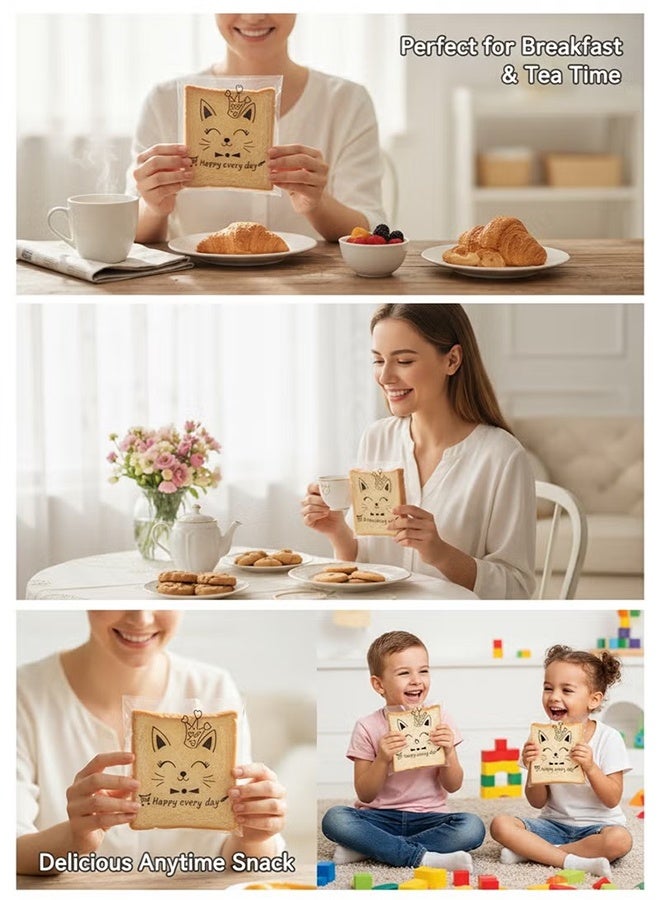 YJ 100 Pcs Bread and Toast Self-Sealing Bags, Sandwich Bags ,Bakery Bags for Bread, Cookies, Biscuits, and Snacks, Cute Packaging for Baking, Storage, and Small Business Use (18×15cm) - Image 4