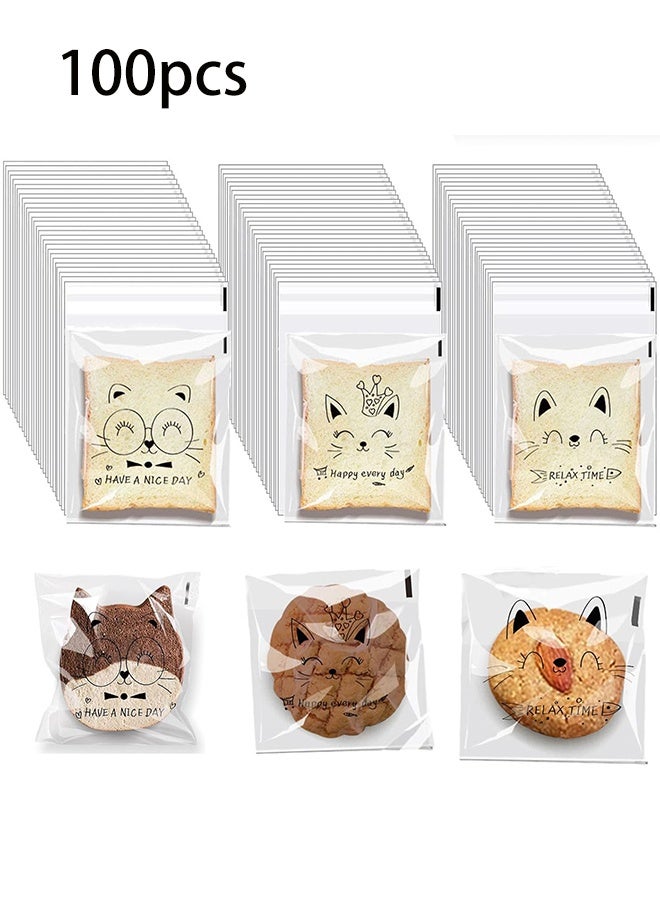 YJ 100 Pcs Bread and Toast Self-Sealing Bags, Sandwich Bags ,Bakery Bags for Bread, Cookies, Biscuits, and Snacks, Cute Packaging for Baking, Storage, and Small Business Use (18×15cm) - Image 1