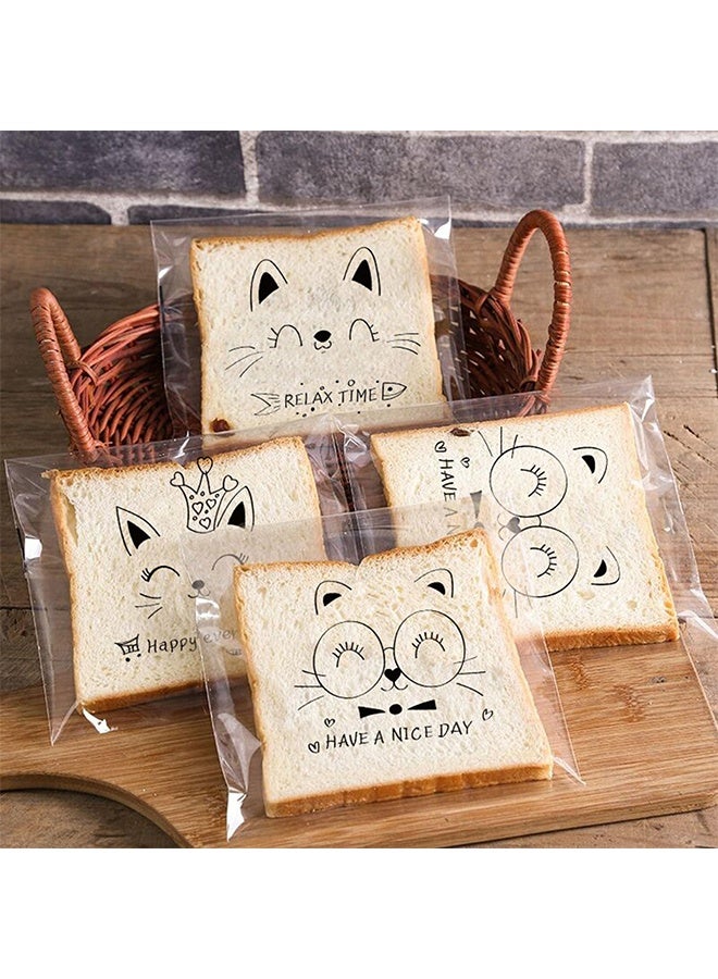 YJ 100 Pcs Bread and Toast Self-Sealing Bags, Sandwich Bags ,Bakery Bags for Bread, Cookies, Biscuits, and Snacks, Cute Packaging for Baking, Storage, and Small Business Use (18×15cm) - Image 5