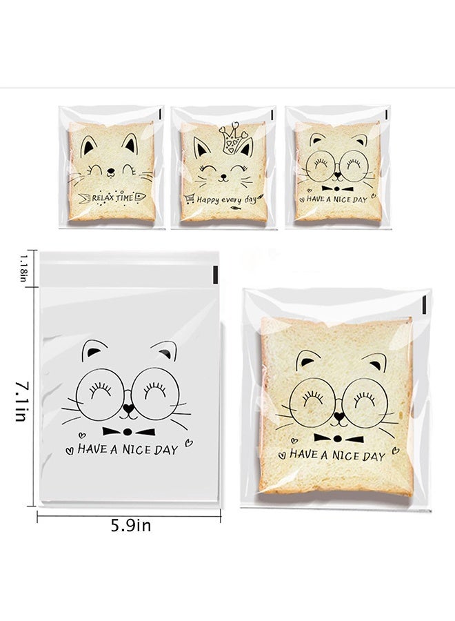 YJ 100 Pcs Bread and Toast Self-Sealing Bags, Sandwich Bags ,Bakery Bags for Bread, Cookies, Biscuits, and Snacks, Cute Packaging for Baking, Storage, and Small Business Use (18×15cm) - Image 2