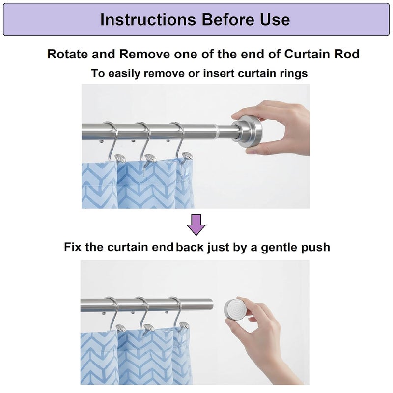 Swaze Drill-Free Adjustable Curtain Rod – Extendable rod for Curtains, Shower, Windows & Clothes Hanging | No Drill Shower Rod | Self Adjust Curtain Pipe, Steel Telescopic Stand (1050mm-1950mm SS) - Image 4