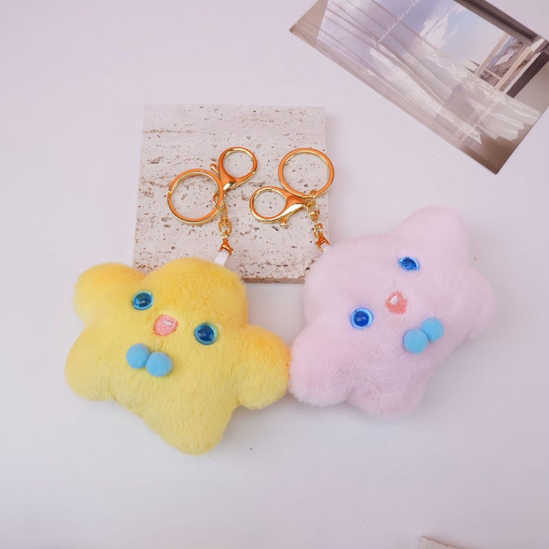 Cute Blue-Eyed Star Plush Keychain - Image 4