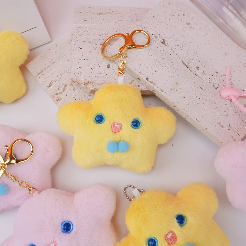 Cute Blue-Eyed Star Plush Keychain - Image 1