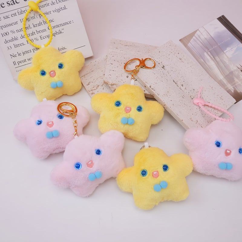 Cute Blue-Eyed Star Plush Keychain - Image 3