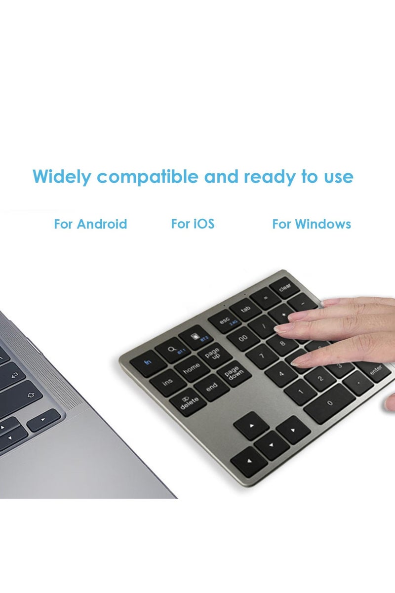 Bluetooth Number Keypad Wireless Numeric Keypad - with 35-Keys, Portable Number Pad for All Laptop Desktop, Use Silently Handheld Compact Keypad