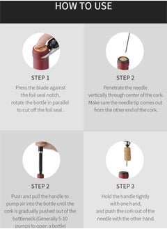 Beram Electric Opener, Pen Design, Air Pump Bottle Opener, Stainless Steel Needle, Microneedle Cork Hole, Automatic Corkscrew, Portable Multi Openers  - Image 2