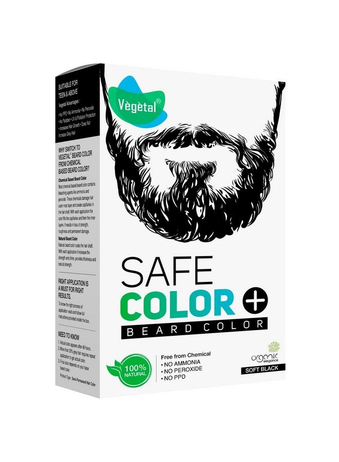 Vegetal Safe Hair Color -Soft Black 25Gm - Certified Organic Chemical And Allergy Free Bio Natural Beard Hair Color With No Ammonia Formula & Ppd - Image 1