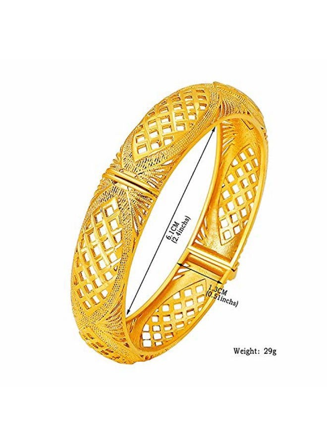 Ethlyn Birthday gifts 18K Gold Plated African Women Dubai Wedding Bangles Bracelet Party Wedding Gifts 2PCS/lot - Image 3