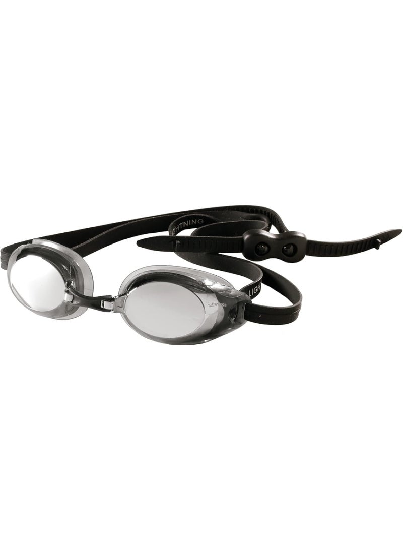 FINIS Lightning Goggles - Competitive Swim Goggles for Women & Men - Adjustable Silicone Straps - With 4 Interchangeable Nose Pieces - Silver/Mirror - Image 1