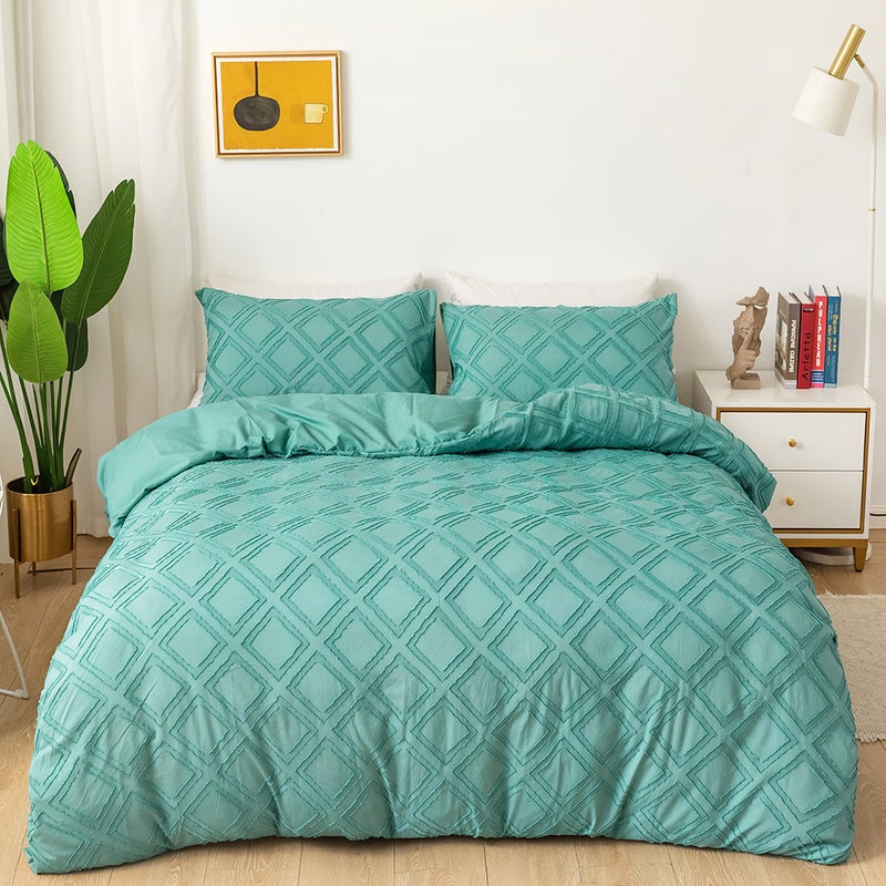Bedding Bedding Craft Solid Color Cut Flower Square Home Textile Quilt Cover Three-Piece Set - Image 1