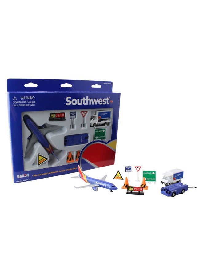 Daron Southwest Airlines Airport Playset with Die-Cast Metal Model Airplane with Plastic Parts, Cars and Transportation Toys for Kids Ages 3+ - Image 1