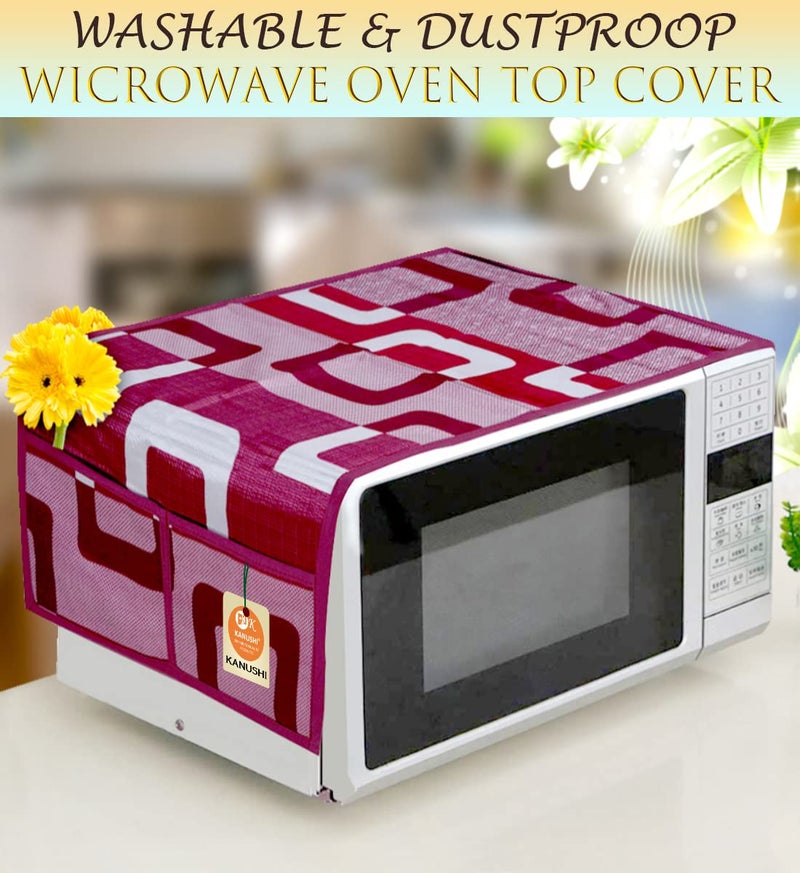 KANUSHI Industries® Microwave/Oven Top Cover with 4 Utility Pockets (VAR2-MICRO-MAROON-BOX-01) - Image 2