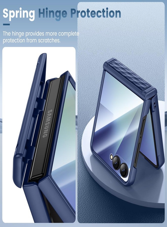 Vego for Galaxy Z Flip 7 Case, for Samsung-Flip-7 Case with Hinge Protection & Tempered Glass Screen Protector, Slim Anti-Scratch Protective Support Wireless Charging Cover for Samsung Z Flip 7 - Blue - Image 4