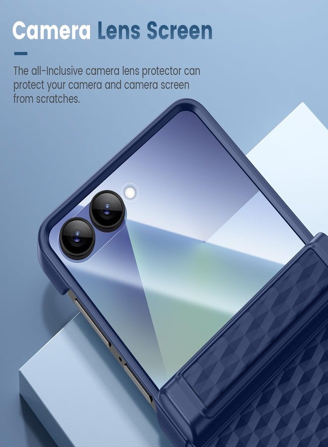 Vego for Galaxy Z Flip 7 Case, for Samsung-Flip-7 Case with Hinge Protection & Tempered Glass Screen Protector, Slim Anti-Scratch Protective Support Wireless Charging Cover for Samsung Z Flip 7 - Blue - Image 5