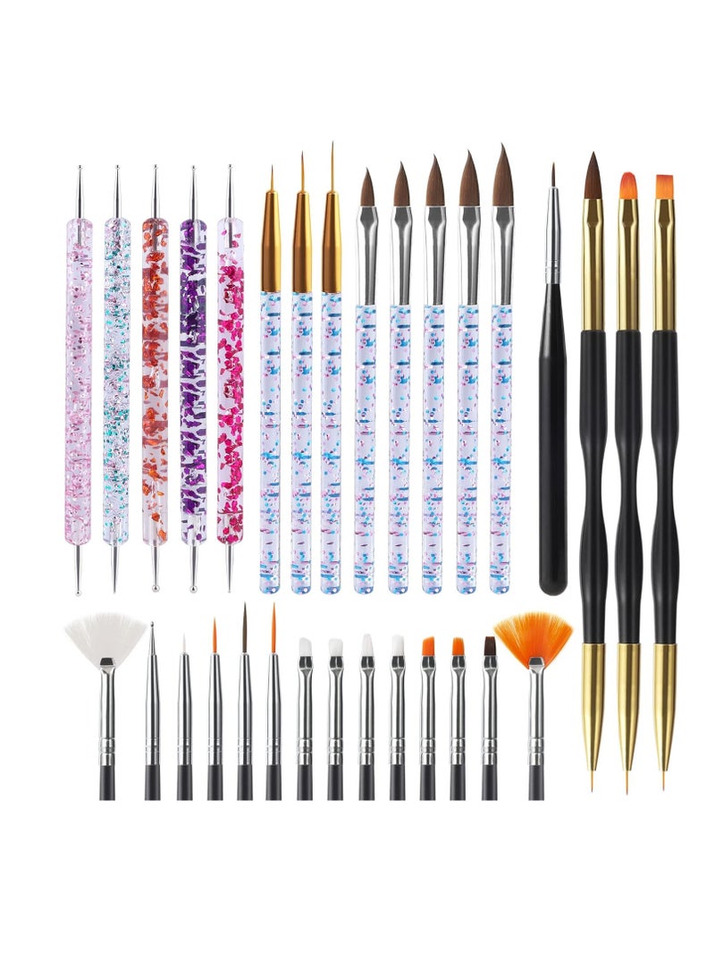 Artdone 31pcs Nail Art Brushes, Nail Art Tool Set, Dotting Tools, Dust Brush,Striping Brushes for Long Lines, Drawing Pen For Gel Polish Design supply - Image 1