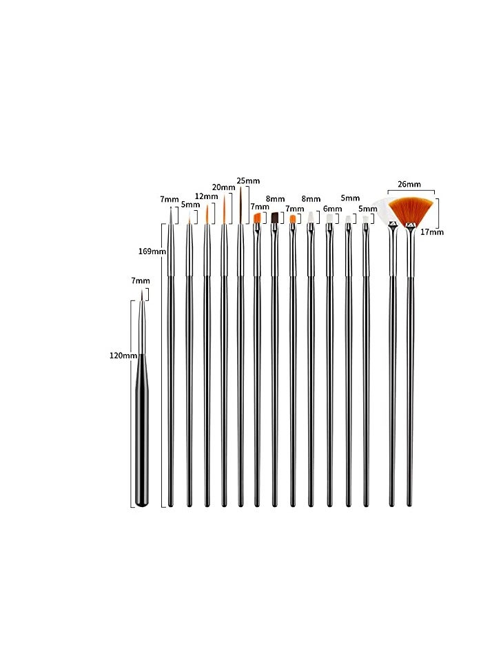 Artdone 31pcs Nail Art Brushes, Nail Art Tool Set, Dotting Tools, Dust Brush,Striping Brushes for Long Lines, Drawing Pen For Gel Polish Design supply - Image 2