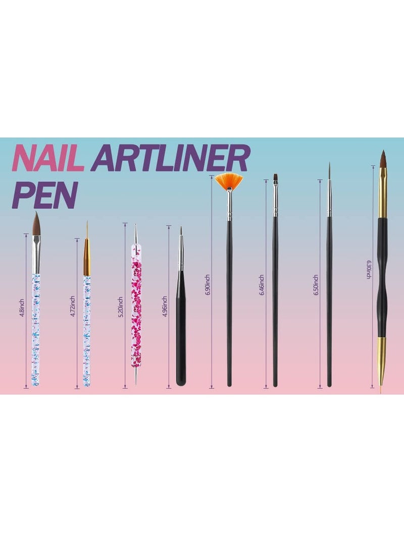 Artdone 31pcs Nail Art Brushes, Nail Art Tool Set, Dotting Tools, Dust Brush,Striping Brushes for Long Lines, Drawing Pen For Gel Polish Design supply - Image 5