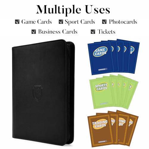 Fabmaker 360 9 Pocket Zipper Binder - Premium PU Cover Zip Binder for Trading Cards, MTG, TCG, Sports Cards, Navy Blue - Image 3