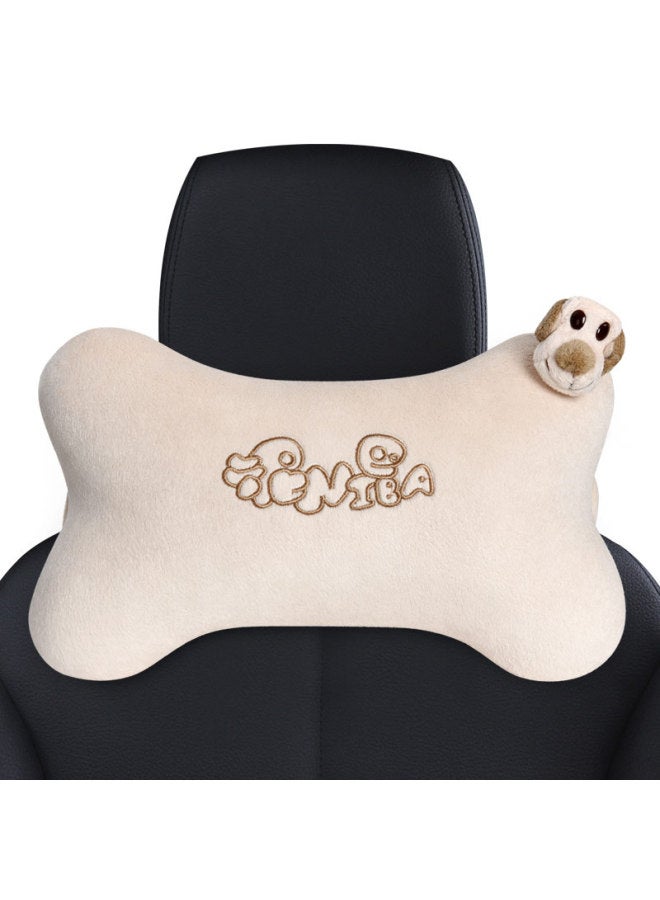 Icaroom Car Headrest, Neck Pillow, Hollow Cotton Car Cushion, All-season Cartoon Car Bone Pillow Nb-103kt Apricot Color - Image 1