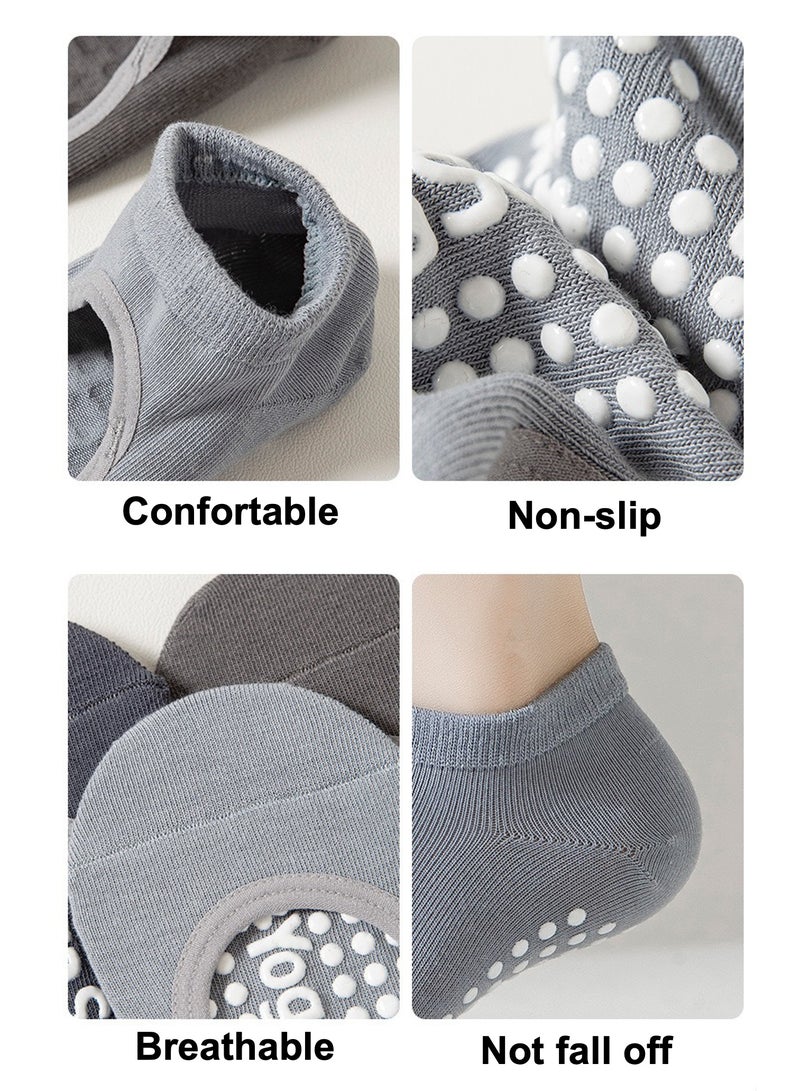 JOYYE 3-Pair Non-slip Yoga Socks, Cotton Pilates Socks, Breathable&Moisture-wicking&Machine-washable, Ideal for Yoga/Pilates/Ballet/Dance/Workout (Blue+Black+Grey) - Image 5