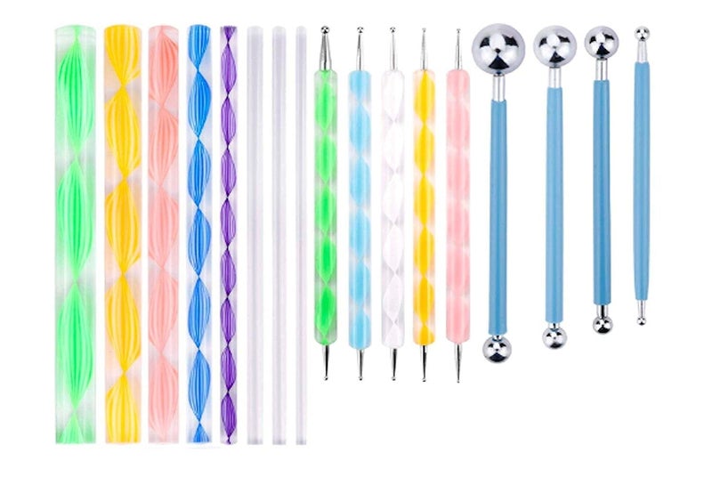 E Shopping E Shopping Tool Set with Mandala Emboss Tool Ball for Nail Art Pottery Ceramic Polymer Clay Multicolour  - Image 1