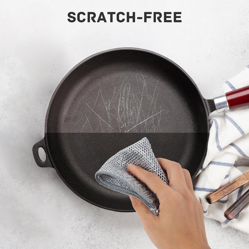 QUMAZZ Wire Dishwashing Rags for Wet and Dry NonScratch Wire Dishcloth Reusable Dishwashing Rags Premium Scrubbing Pads Sponge Clean for Home Kitchen Cooktop Pack of 10 - Image 2