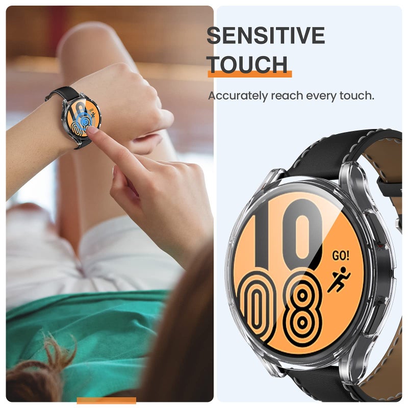 Tensea [2Pack for Samsung Galaxy Watch FE 2024/5 2022/4 2021 Screen Protector Case 40mm Accessories, Protective Face Cover Built-in Tempered Glass Film Bumper Case (40mm, Clear) - Image 5