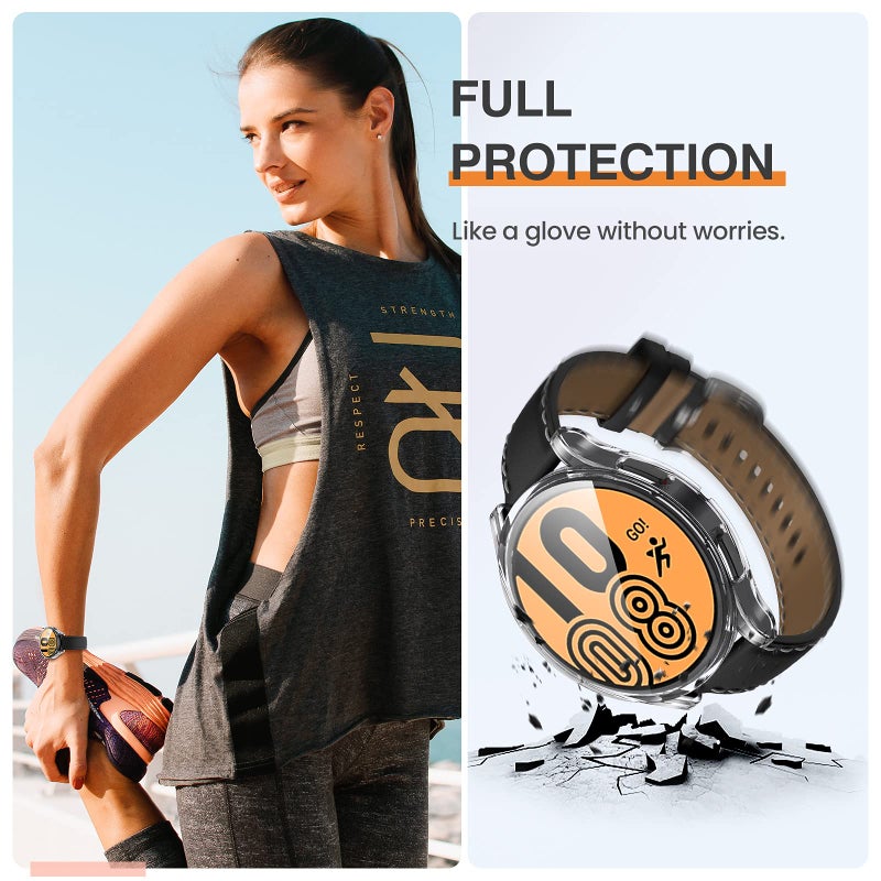 Tensea [2Pack for Samsung Galaxy Watch FE 2024/5 2022/4 2021 Screen Protector Case 40mm Accessories, Protective Face Cover Built-in Tempered Glass Film Bumper Case (40mm, Clear) - Image 3